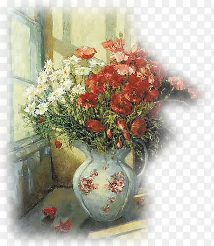 免抠透明水彩红色花
