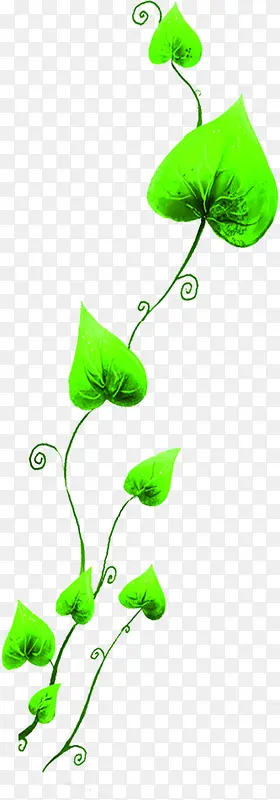 绿色卡通花草植物