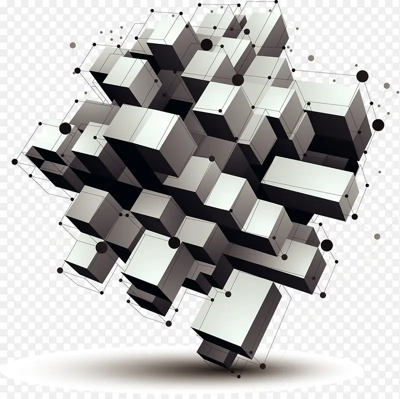 方块魔方物体矢量图