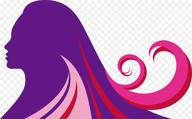 紫色女子头像矢量图