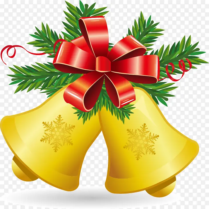 黄色铃铛圣诞装饰图案