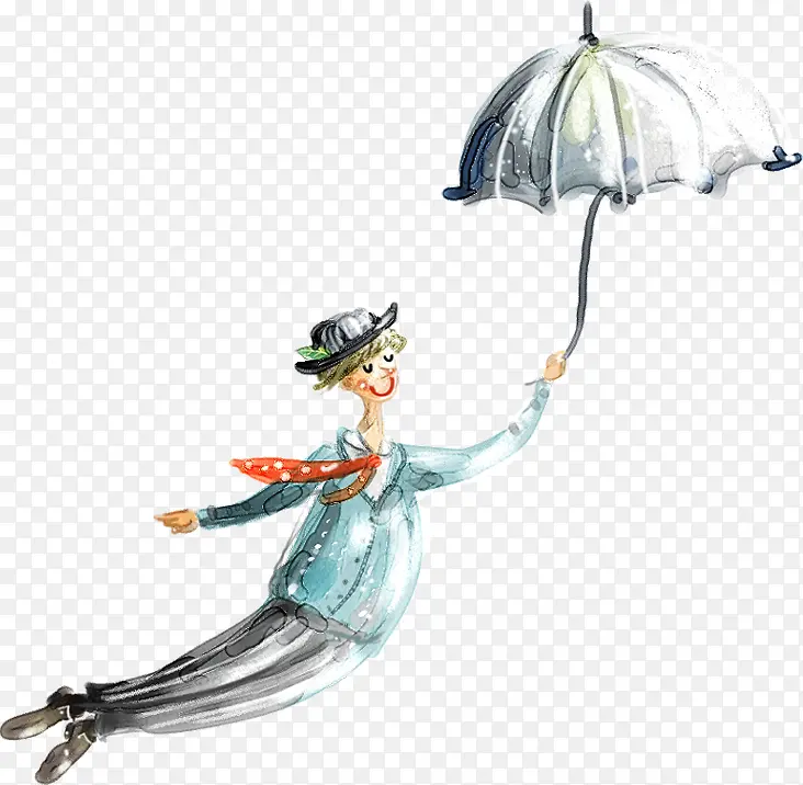 卡通手绘男孩撑伞