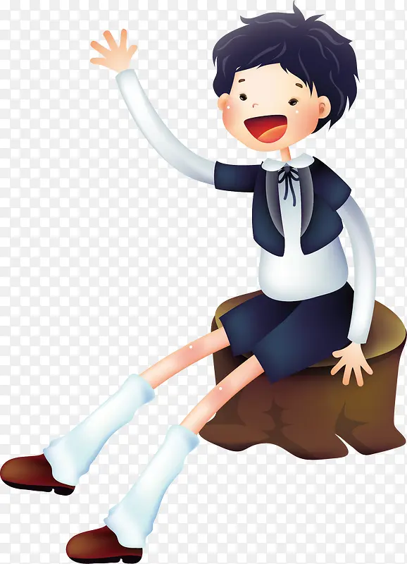 打招呼的男孩矢量图