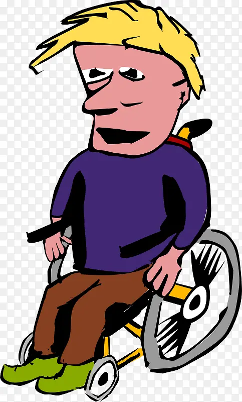 坐轮椅的卡通男孩