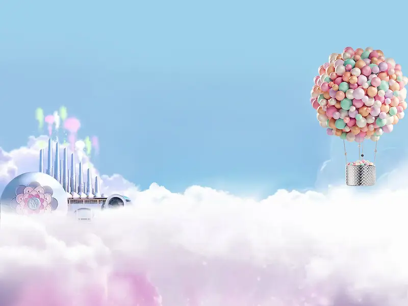 梦幻气球云朵背景