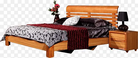 木质床和床头柜
