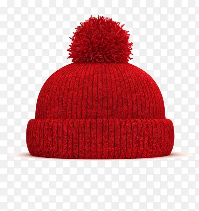 一顶红色的圆形毛线帽子