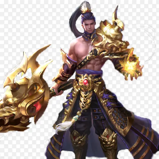 金属大锤金甲男子古风手绘