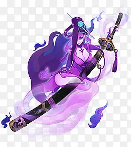 紫色古典邪恶手绘妖女