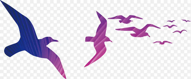 紫色远方飞鸟手绘