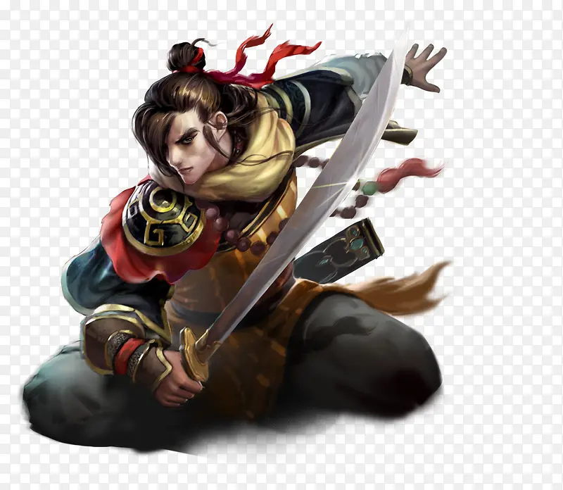 手绘单刀男子