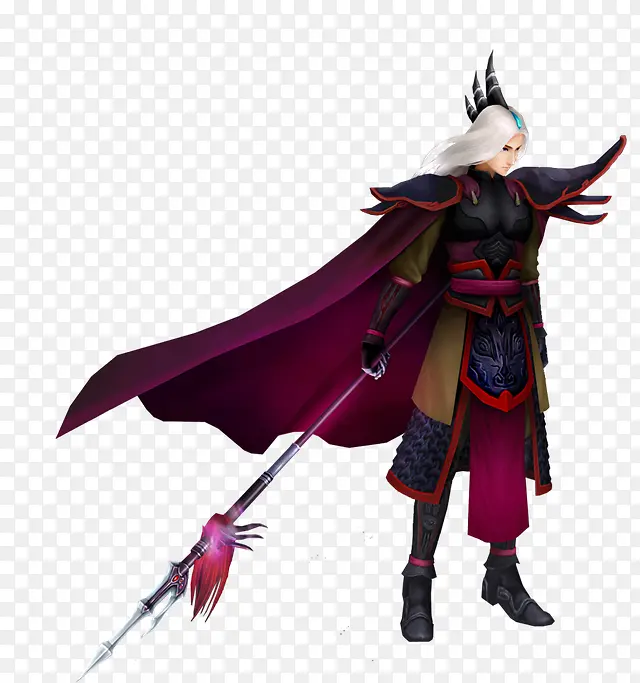 彩绘立绘拿着方天画戟的男子