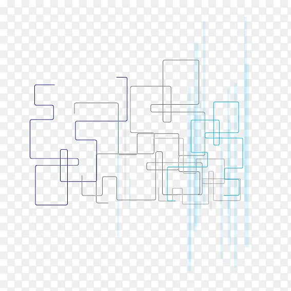 手绘蓝色科技线条