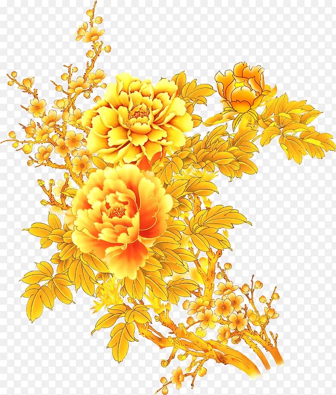 手绘黄色十字绣花朵装饰