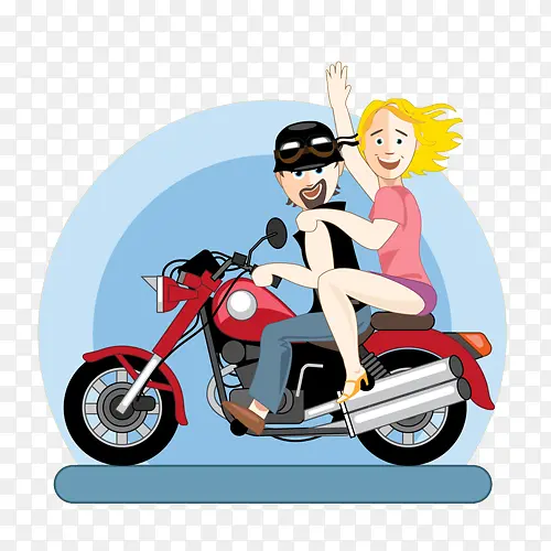 男女骑摩托