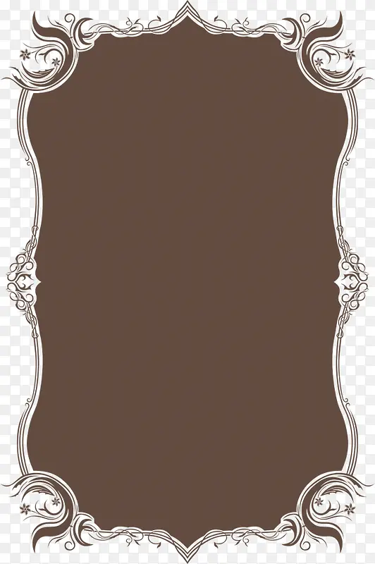棕色花纹婚礼标签