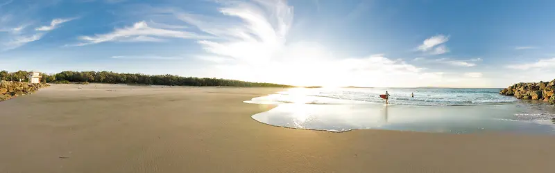 沙滩水泊海报背景