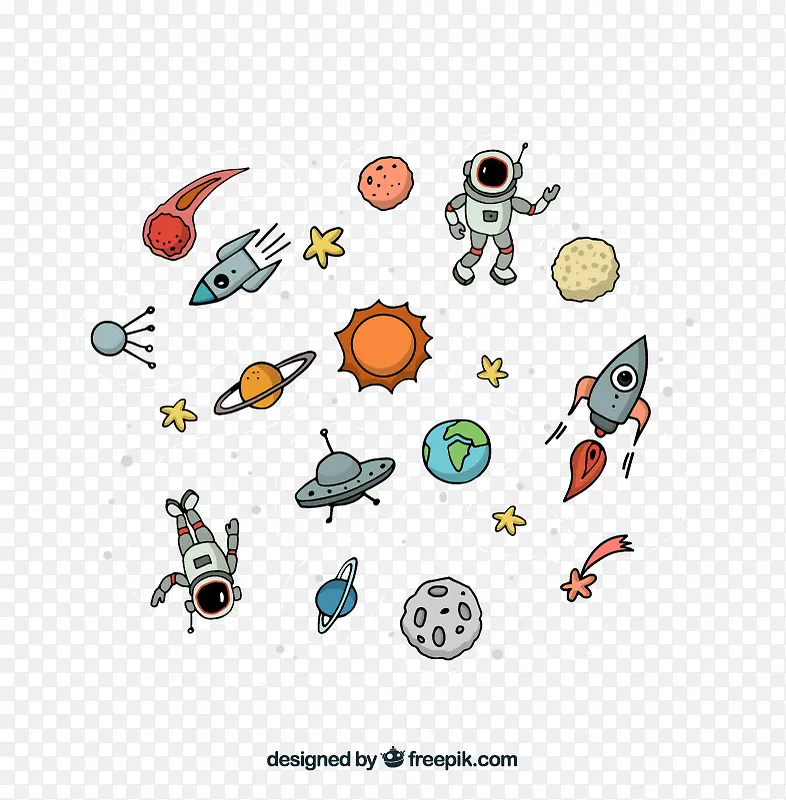 太空和宇航员插画