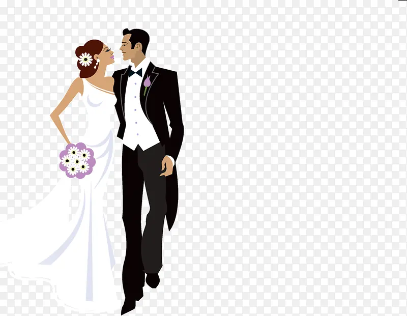 手绘卡通婚礼人物装饰