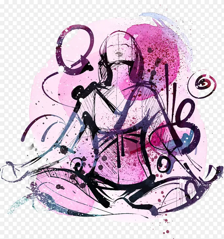 矢量瑜伽美女插画
