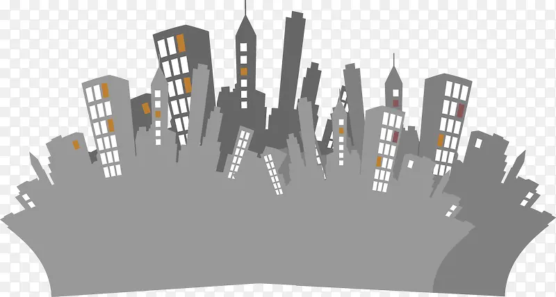 卡通城市建筑剪影