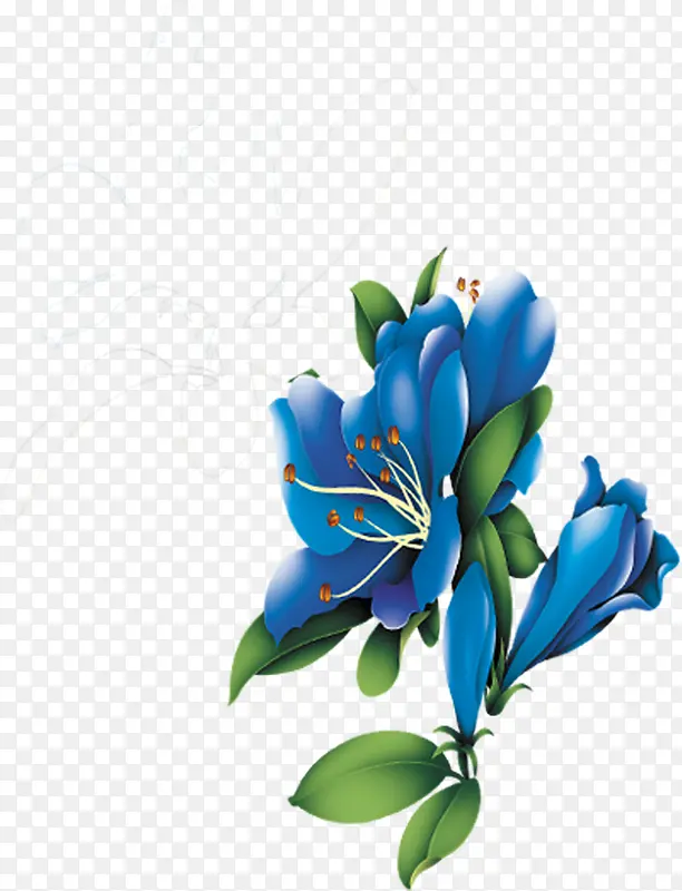 3d蓝色花活动海报