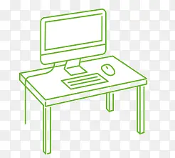 绿色卡通电脑桌图标