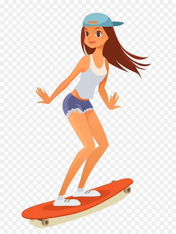 美女玩滑板
