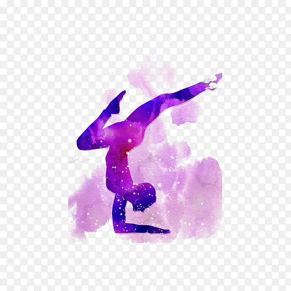 紫色水彩瑜伽