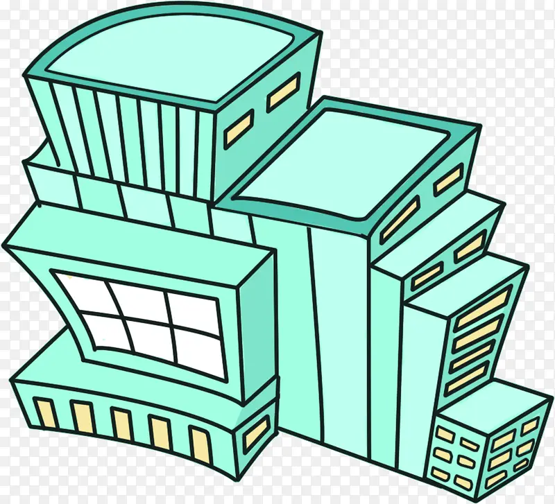 卡通创意绿色楼房设计