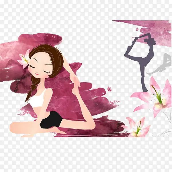 瑜伽卡通美女