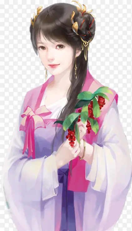 蓝衣绿化女子古风立绘