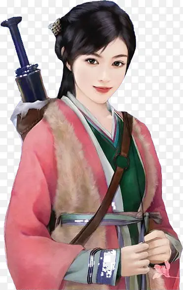 手绘古代女子背剑PNG图片素材下载_图片编号qongozgg-免抠素材网