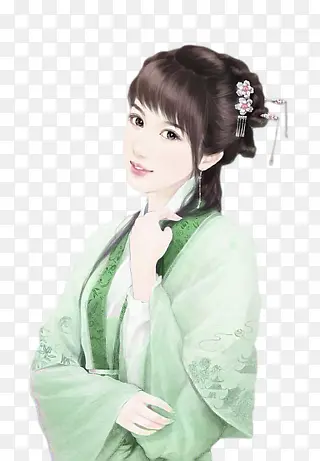 缕头发女子古风立绘