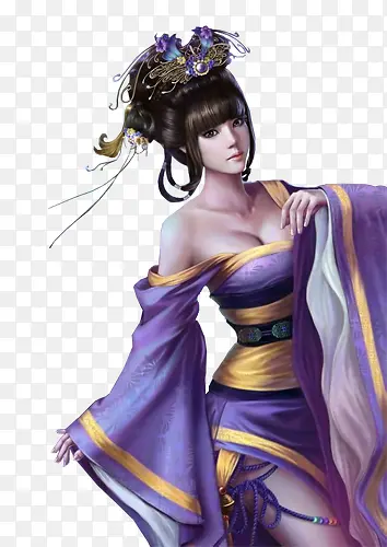 紫衣性感古风手绘女子