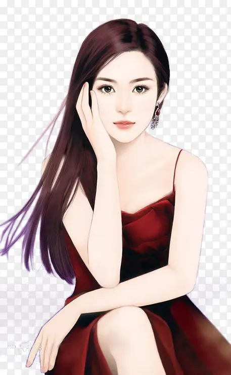 红裙披发女子
