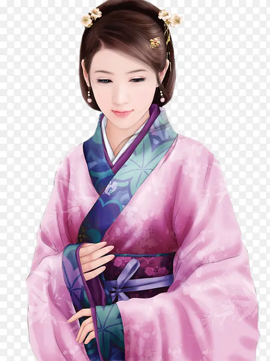 蓝衣女子漂亮女子古风立绘