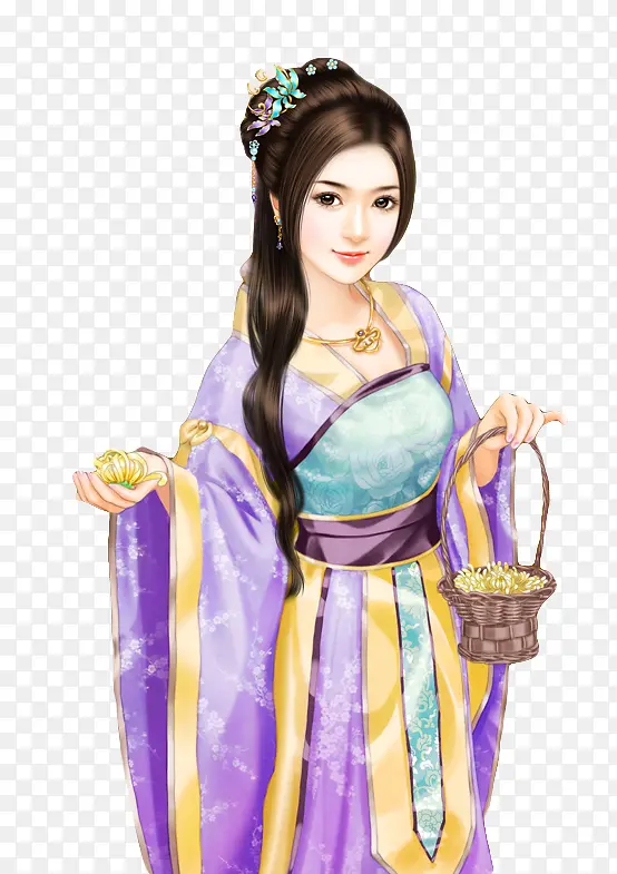 紫衣清澈女子古风手绘