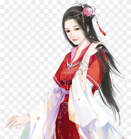 立绘红袍白衣女子