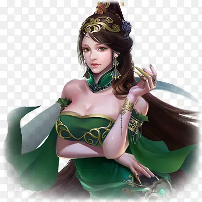 彩绘立绘空青绿色衣服美女女子