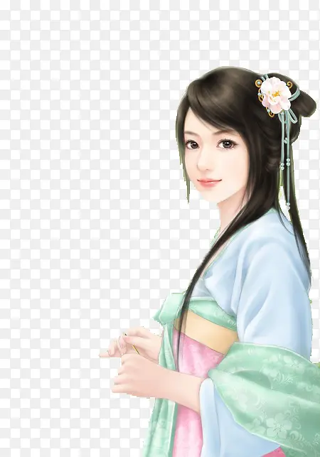 彩绘立绘古装文静美女女子