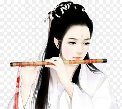 立绘唯美吹箫女子