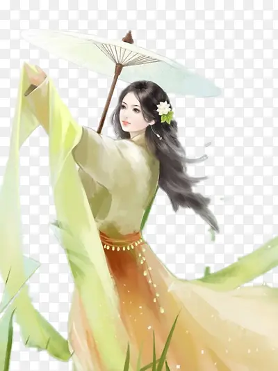 古风立绘白伞女子