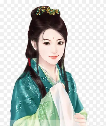 立绘古风绿衣女子