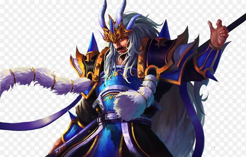 玄幻古代蓝色铠甲武将
