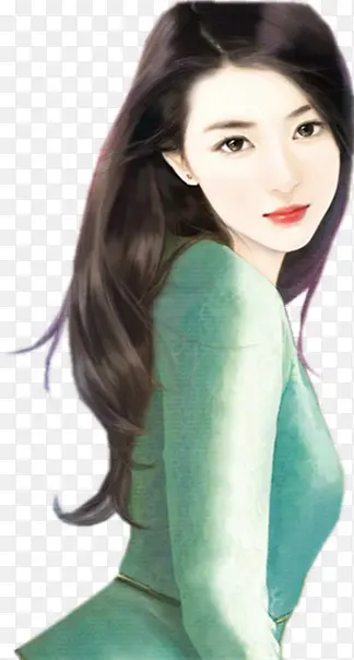 手绘回眸美女