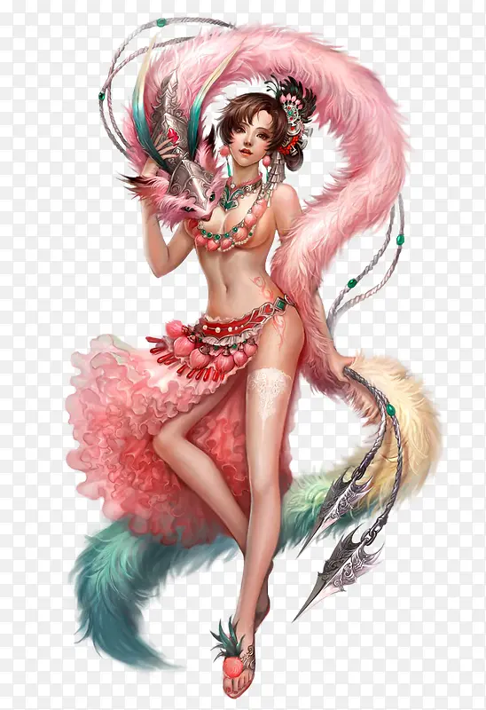 手绘粉红美女