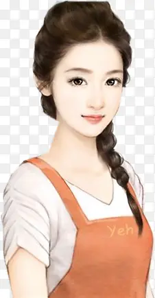 手绘扎辫子美女