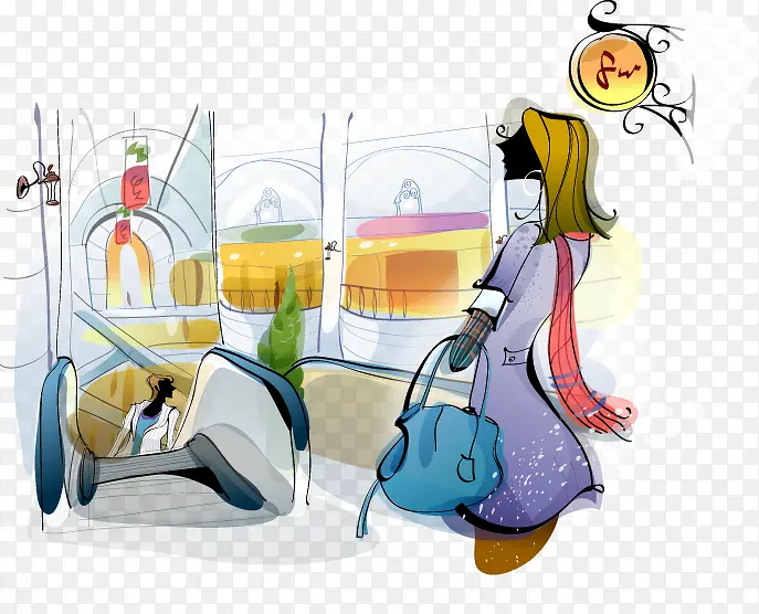 手绘创意时尚美女插画