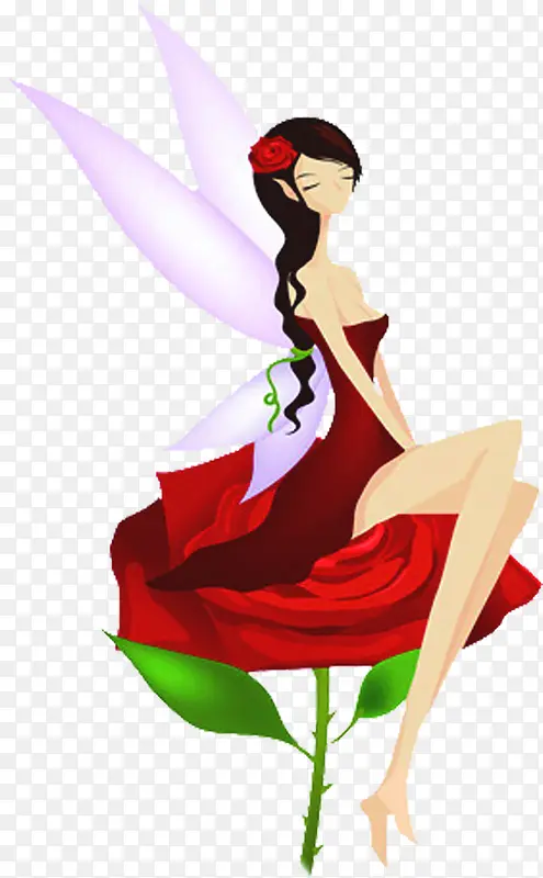 韩式花仙子美女手绘